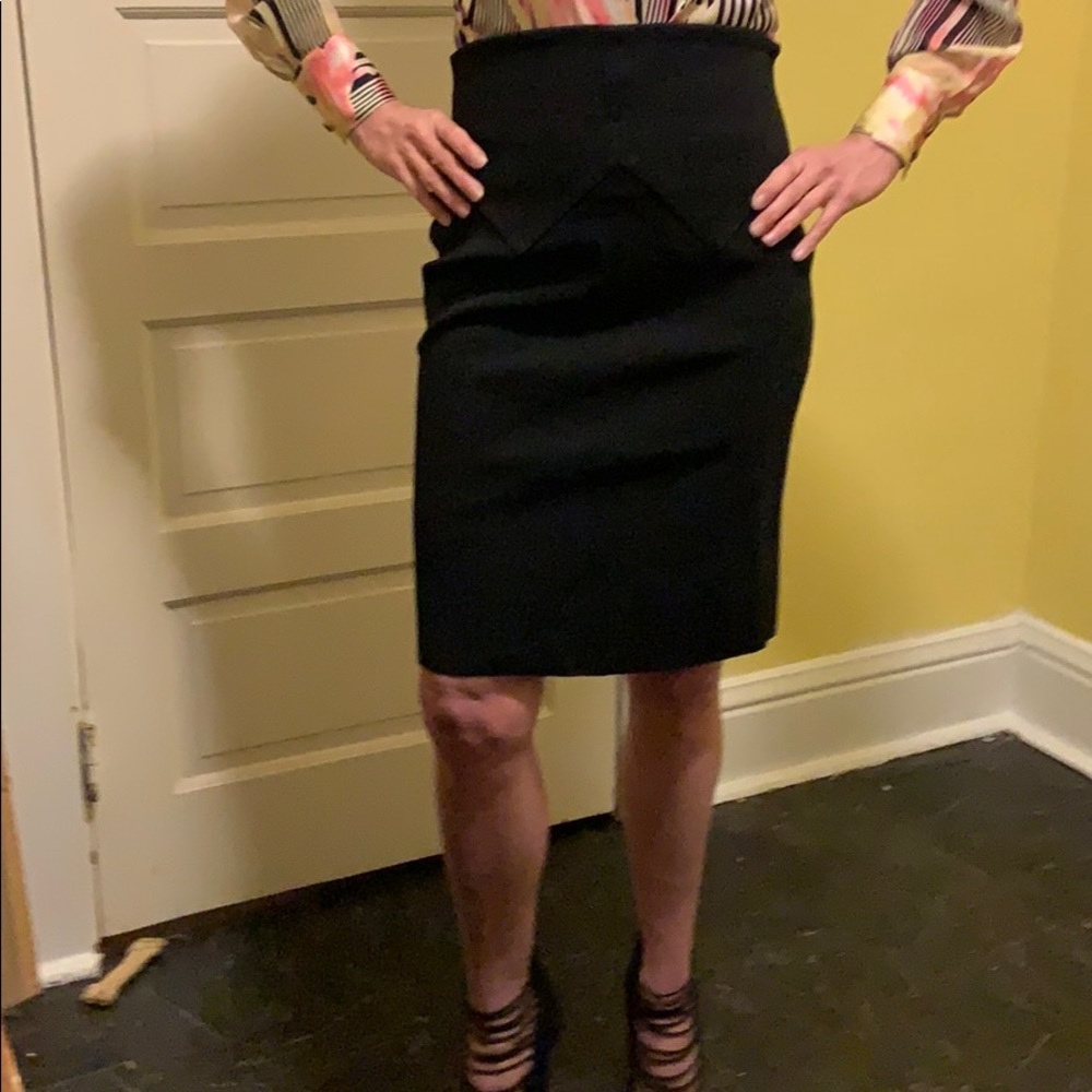 Givenchy Black Fitted Side Zip Pattern Midi Skirt - image 1